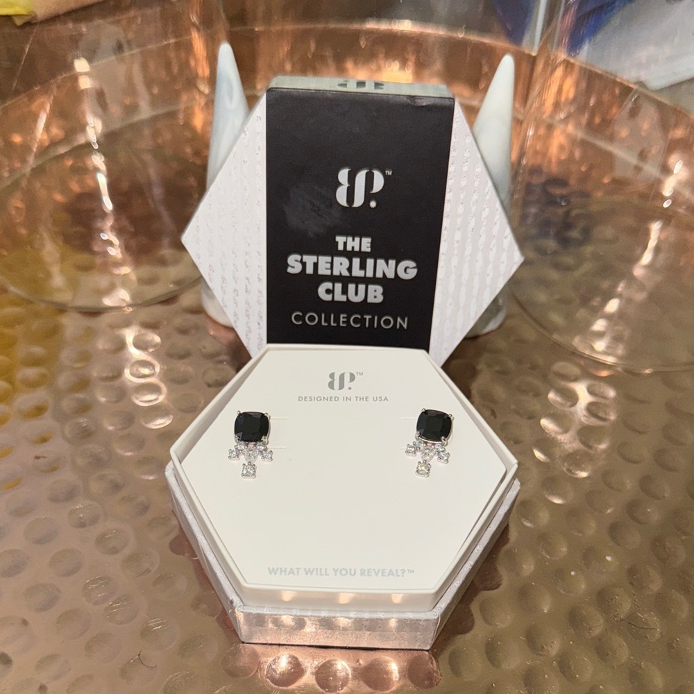 Stunning Black and Sterling Silver Earrings